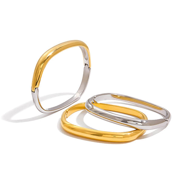 Stainless Steel Minimalist Square Bracelet with Fashion Metal Clasp
