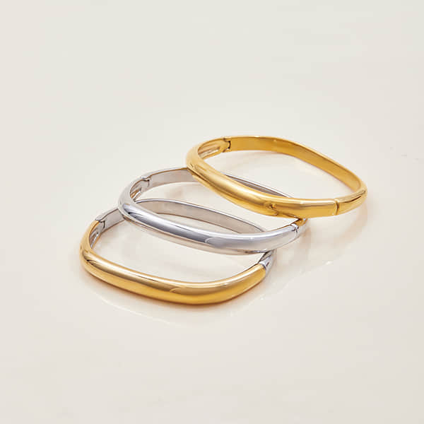 Stainless Steel Minimalist Square Bracelet with Fashion Metal Clasp