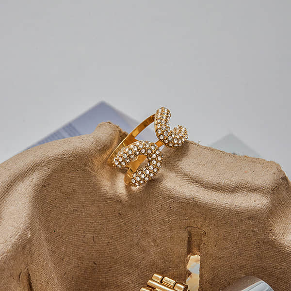 Stainless Steel Rhinestone Fade-Resistant Adjustable Ring