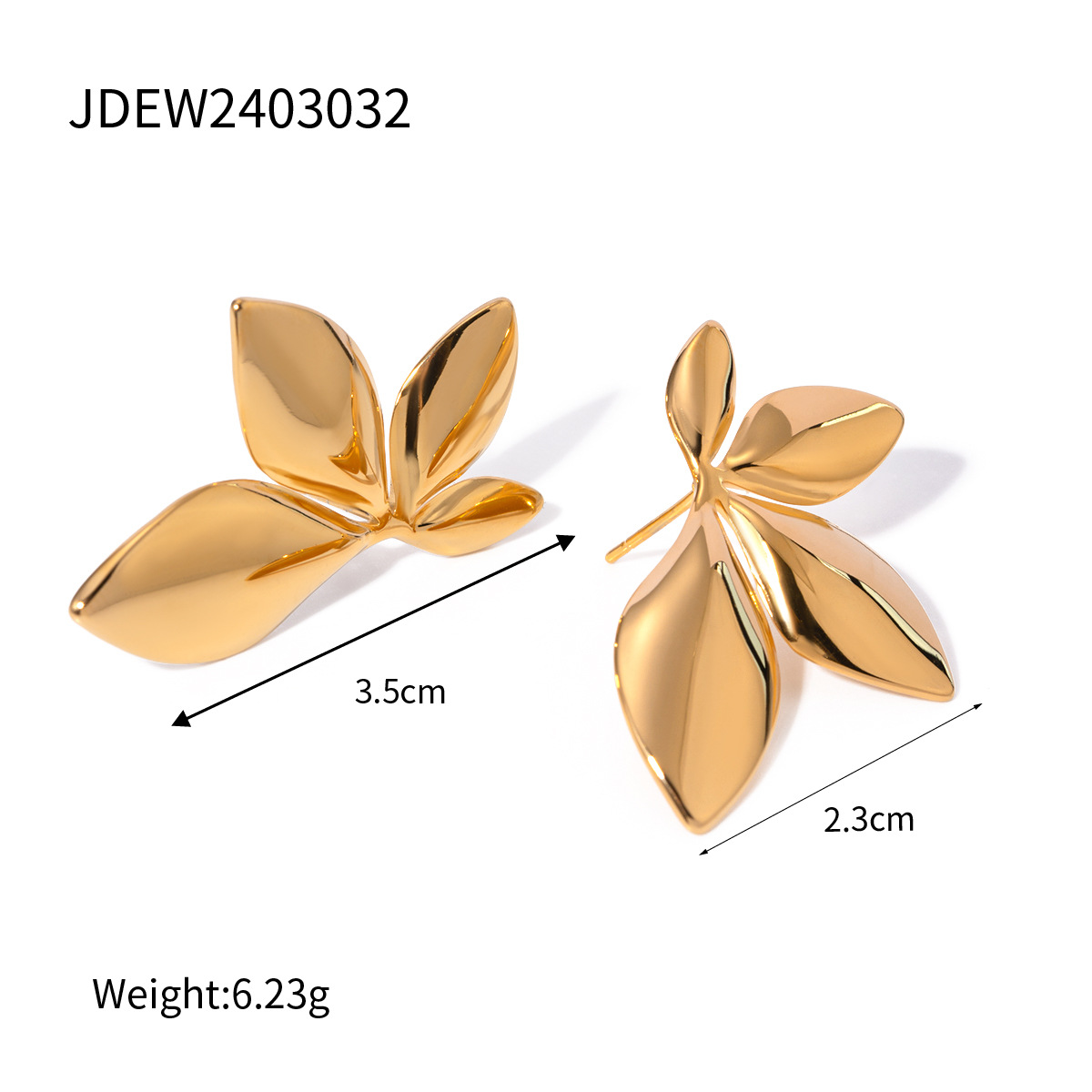 Stainless Steel Leaf Stud Earrings Elegant Titanium Design