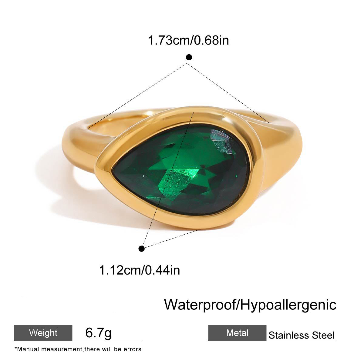 Three Styles Green Zirconia Rings Titanium Steel Fade Resistant