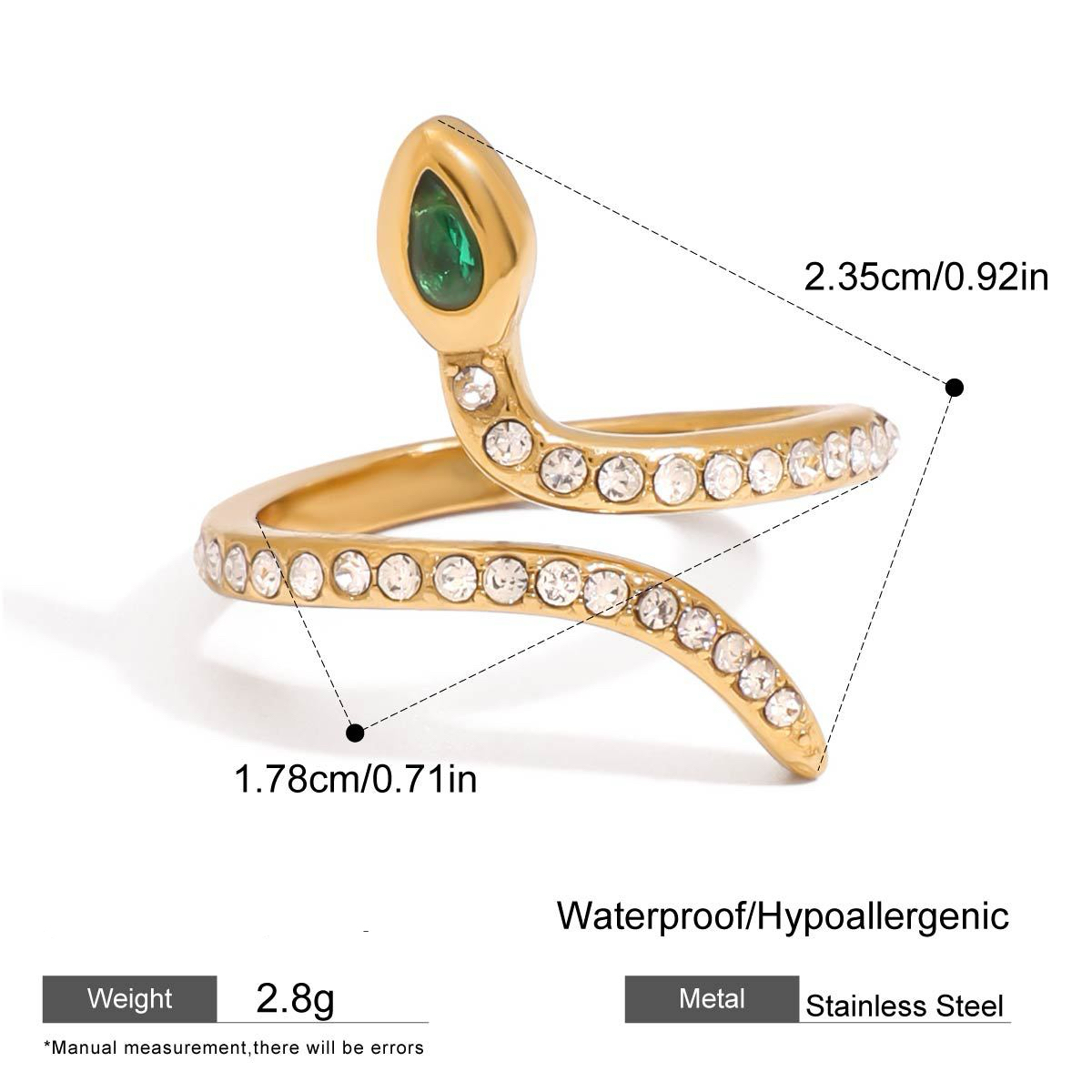 Three Styles Green Zirconia Rings Titanium Steel Fade Resistant