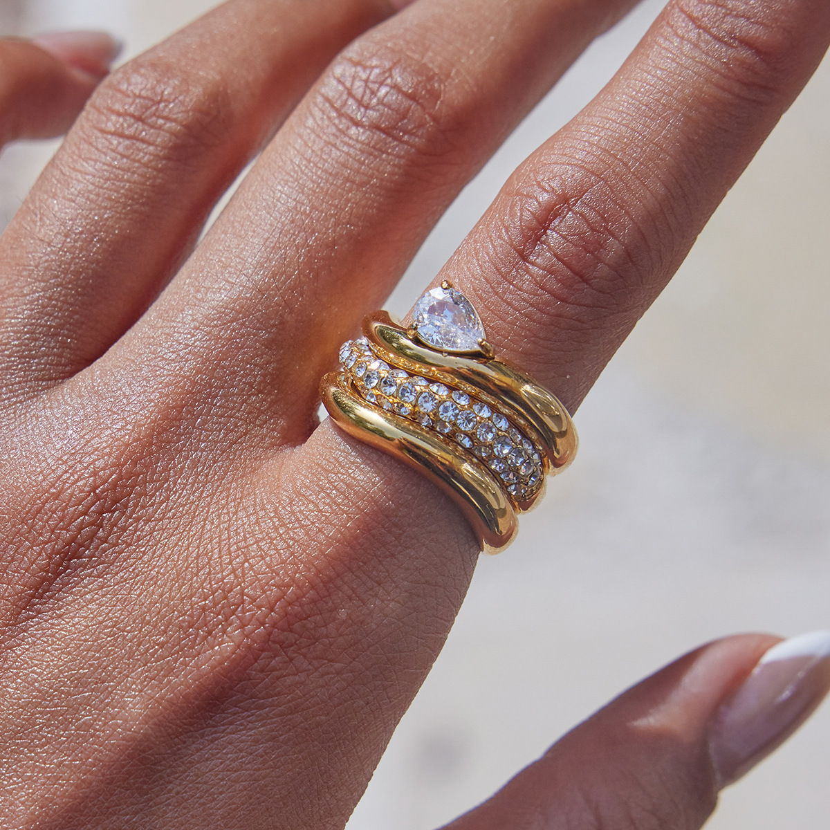 Stackable Zirconia Rings in Titanium Steel Three Styles Fade Resistant