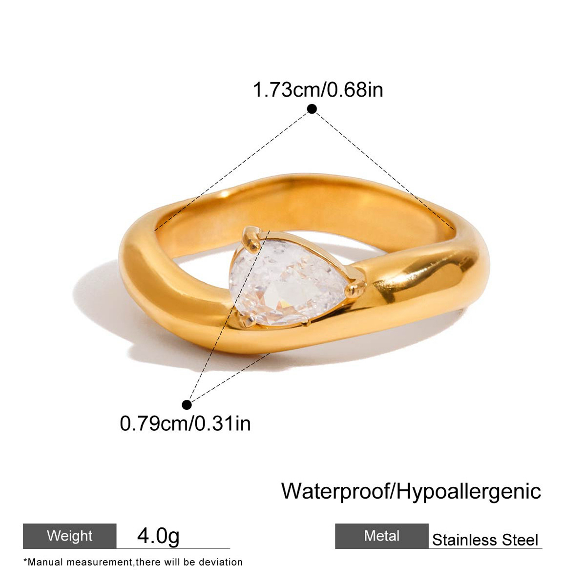 Stackable Zirconia Rings in Titanium Steel Three Styles Fade Resistant