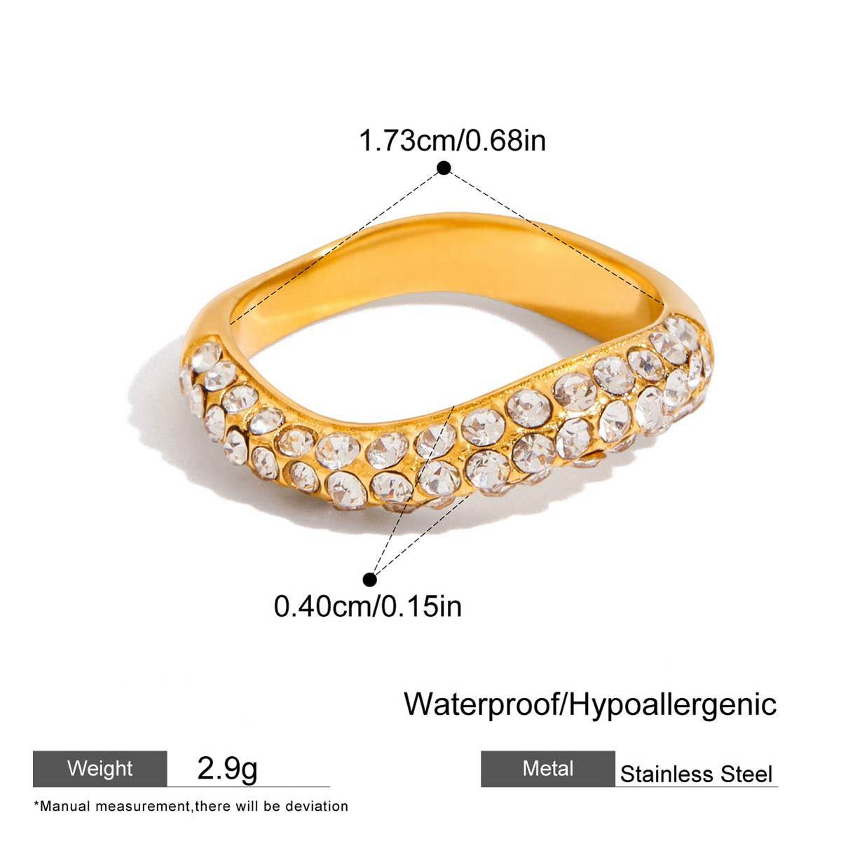 Stackable Zirconia Rings in Titanium Steel Three Styles Fade Resistant