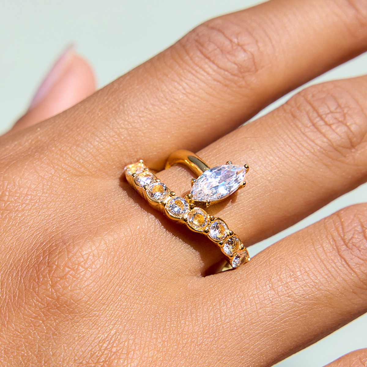 Elegant Zirconia Ring Titanium Steel Fade Resistant for Parties