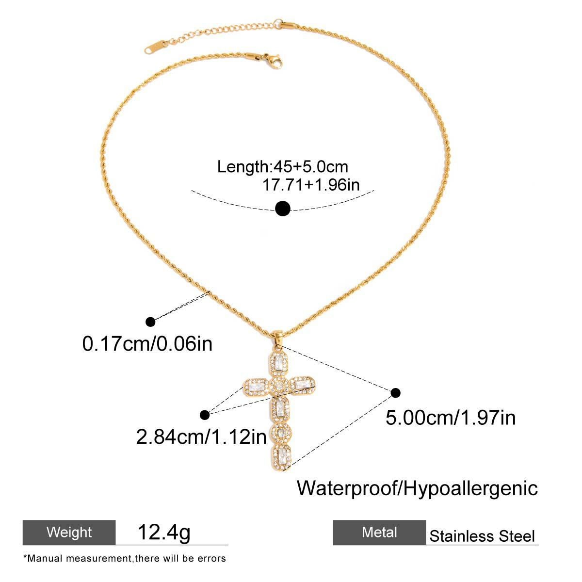 Four Styles Cross Rhinestone Titanium Steel Necklaces