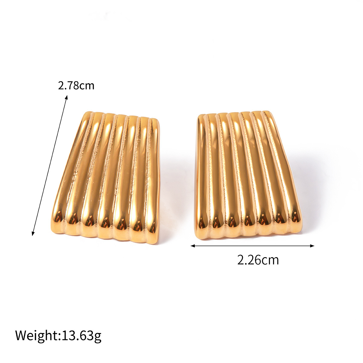 Various 18K Gold Plated Stainless Steel Square Wave Pattern Minimalist Geometric Earrings