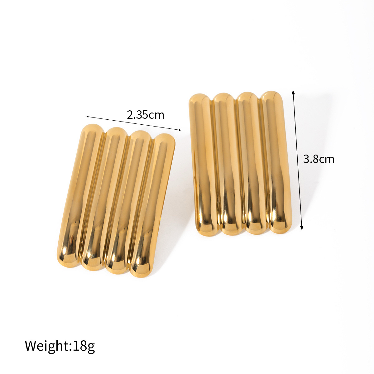 Various 18K Gold Plated Stainless Steel Square Wave Pattern Minimalist Geometric Earrings