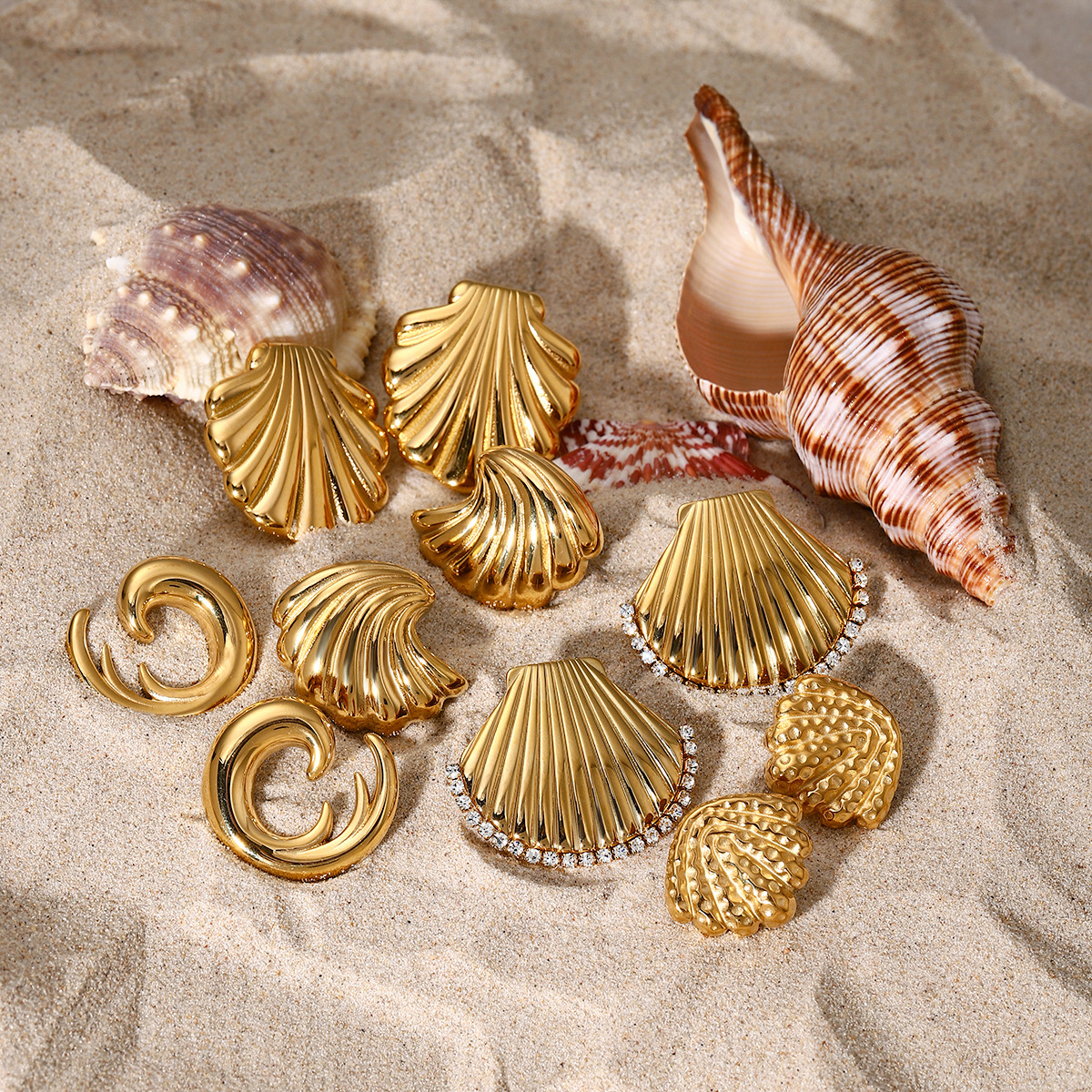 Summer Shell Series Stainless Steel Beach Earrings in Multiple Styles