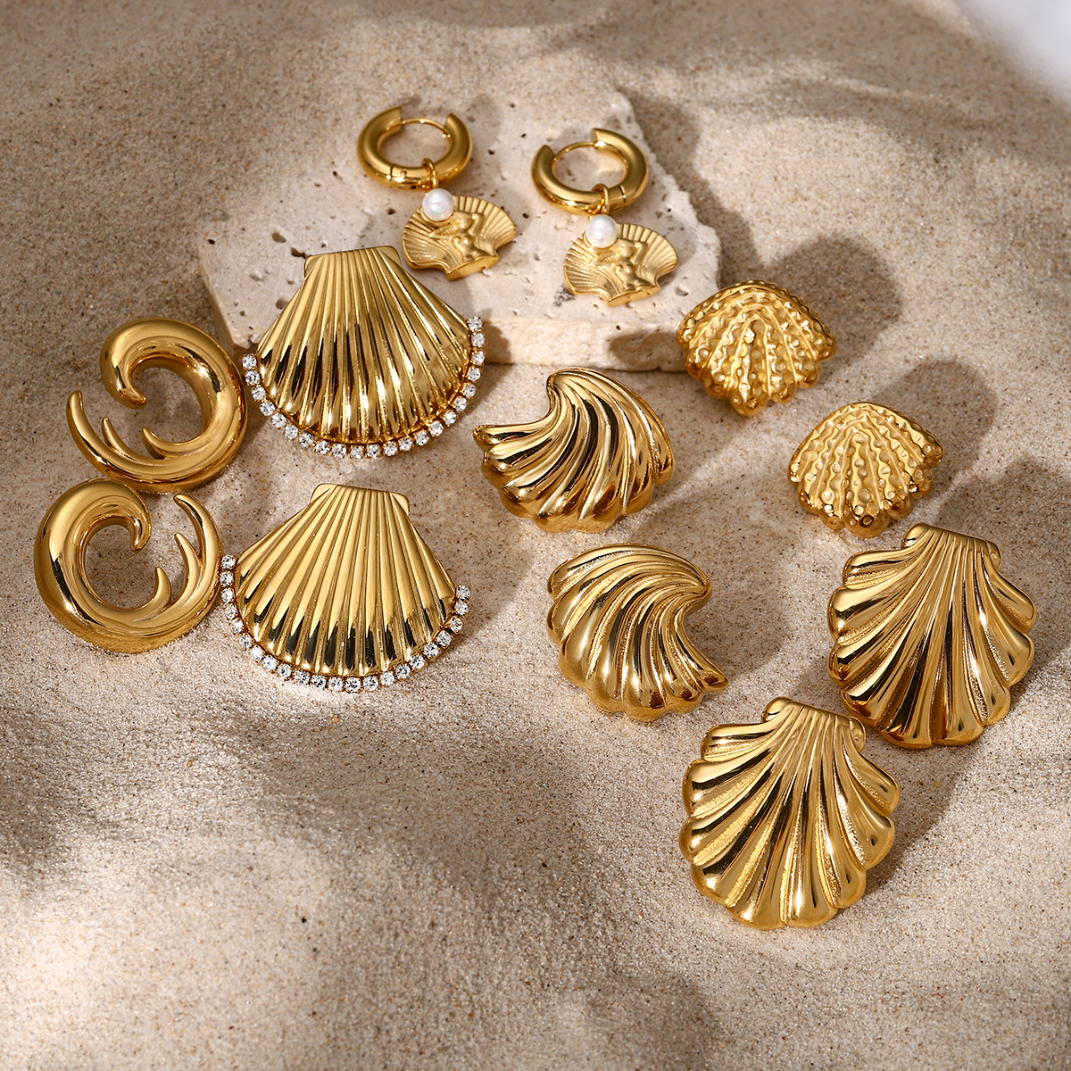 Summer Shell Series Stainless Steel Beach Earrings in Multiple Styles