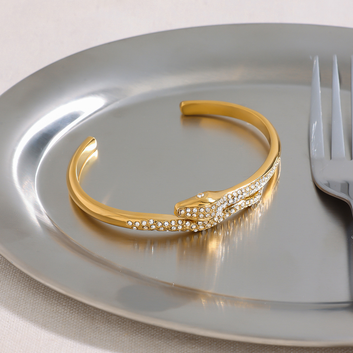 3 Styles Stainless Steel Snake Bracelets Luxury 18K Gold Plated Fade Resistant