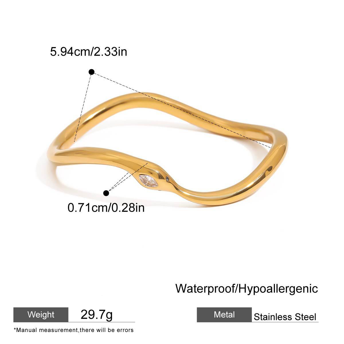 3 Styles Stainless Steel Snake Bracelets Luxury 18K Gold Plated Fade Resistant