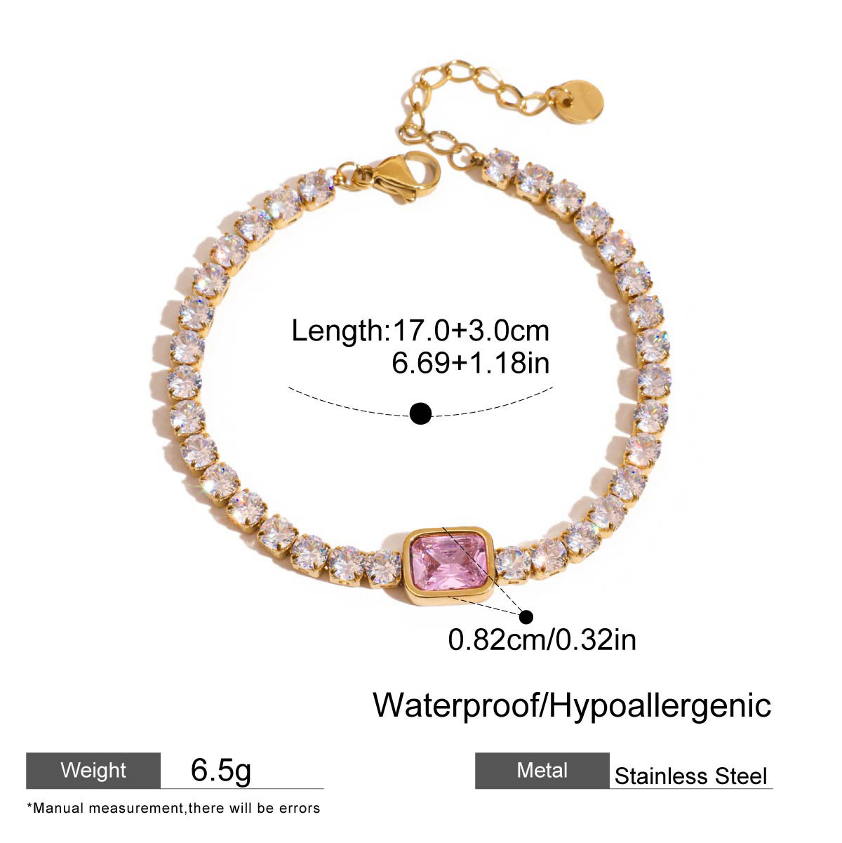 5 Styles Stainless Steel Heart Zircon Bracelets Cute and Girly