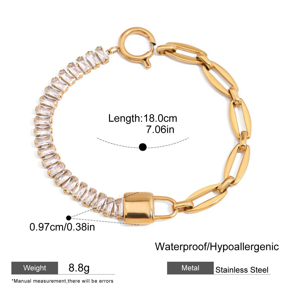5 Styles Stainless Steel Heart Zircon Bracelets Cute and Girly