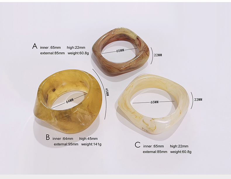 Hot Selling Chunky Oversized Irregular Resin Bracelet Stack Set