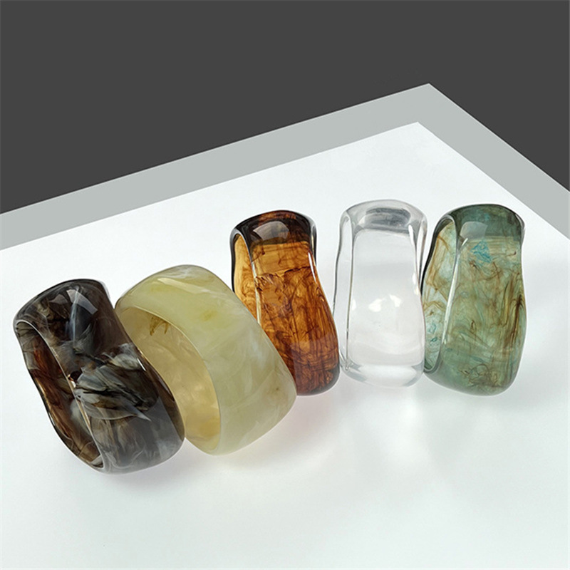 Resin Oval Wide Geometric Gradient Bracelet, Available in 7 Colors