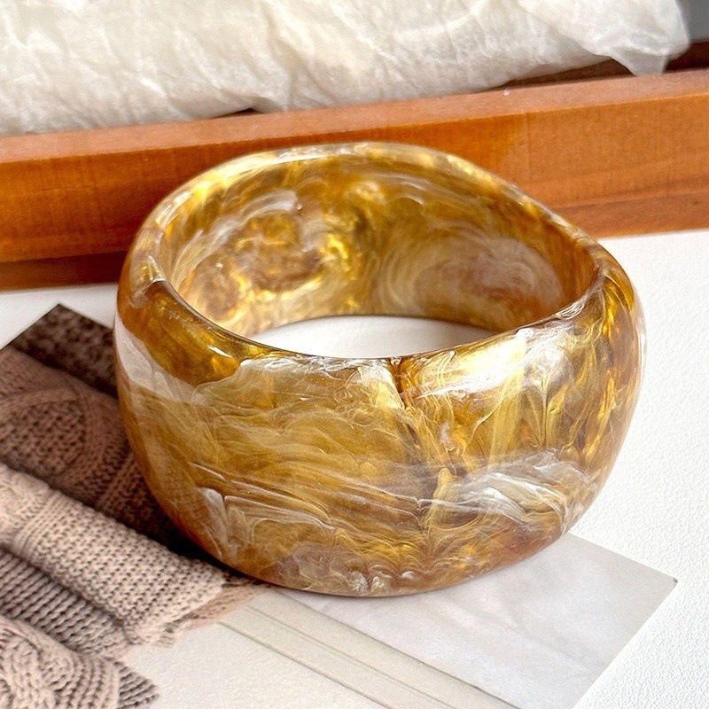 Resin Oval Wide Geometric Gradient Bracelet, Available in 7 Colors