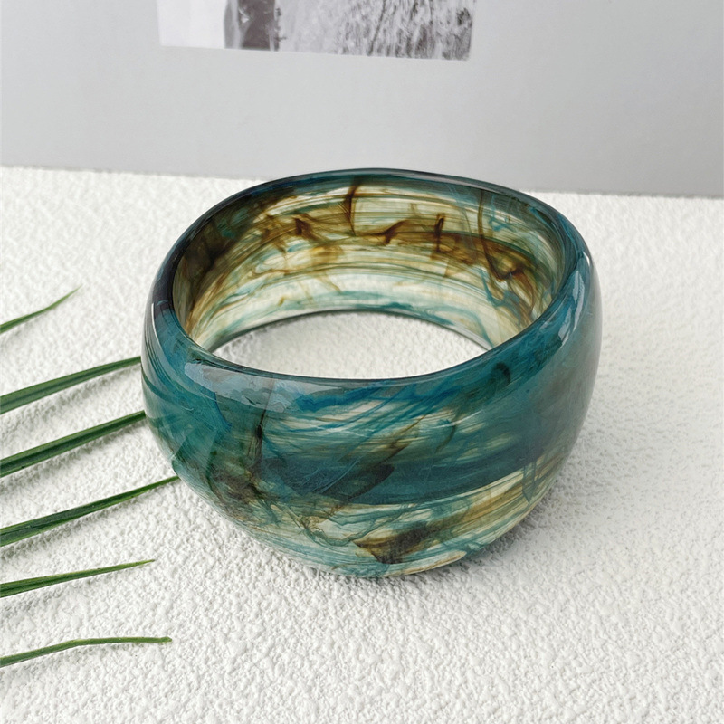 Resin Oval Wide Geometric Gradient Bracelet, Available in 7 Colors