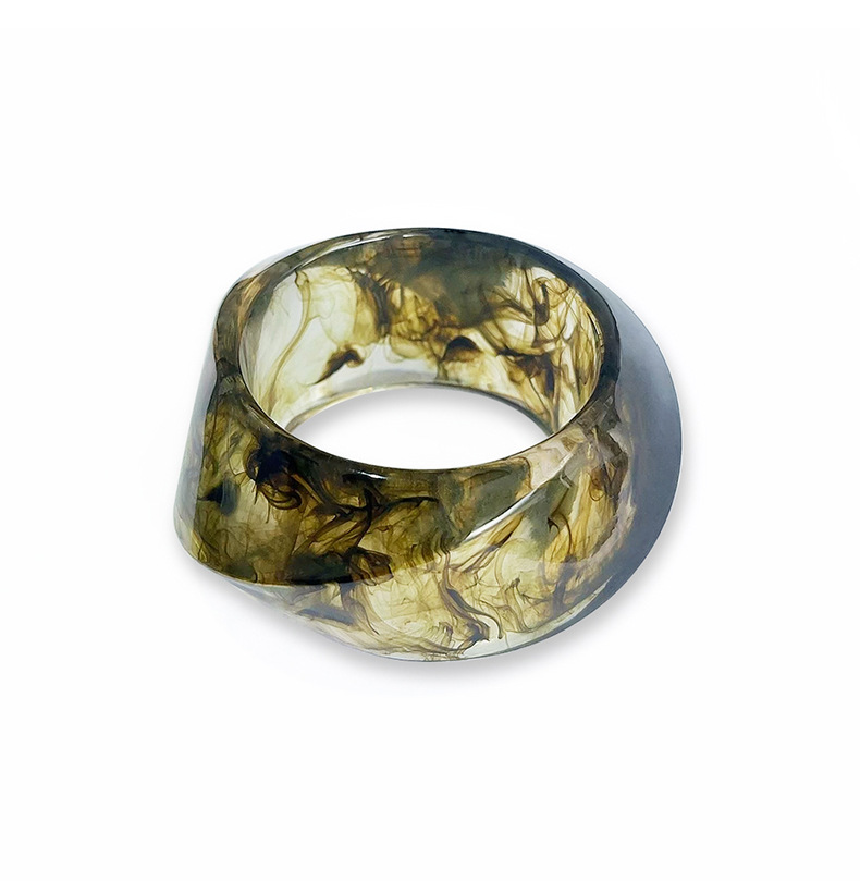 Oversized Irregular Layered Resin Bracelet Set with Water Ripple Gradient