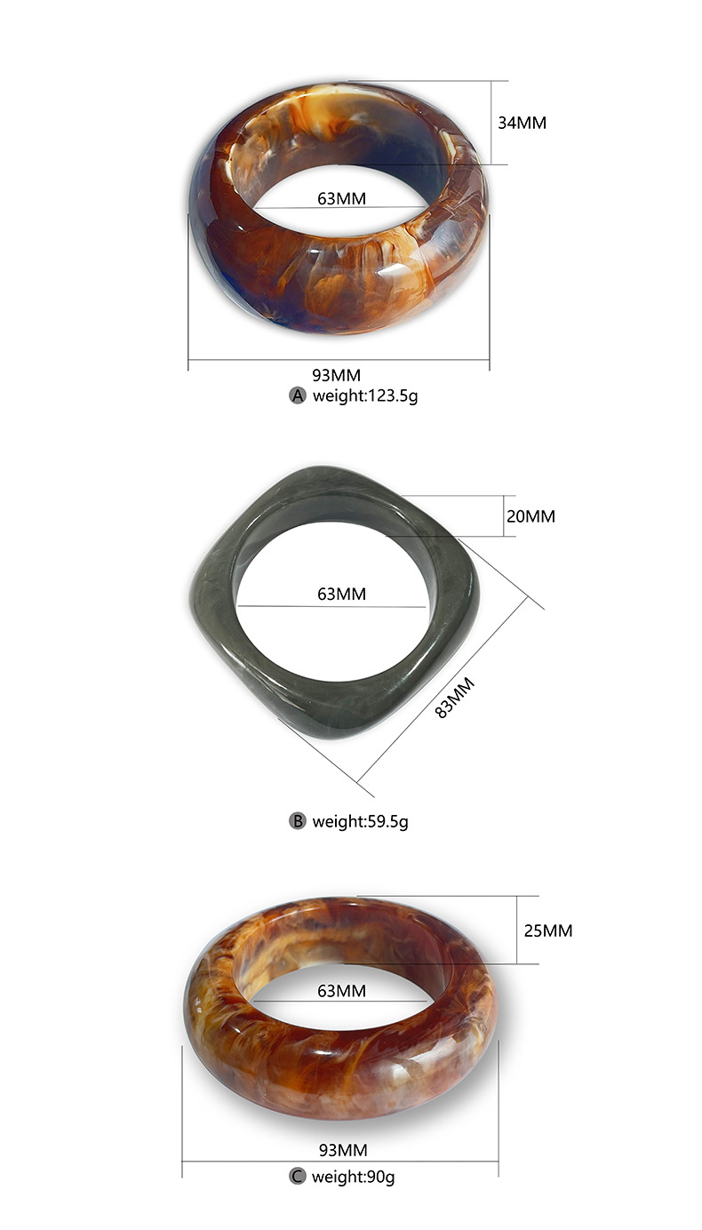 Oversized Fashion Resin Imitation Amber Bracelet Set for Fall and Winter