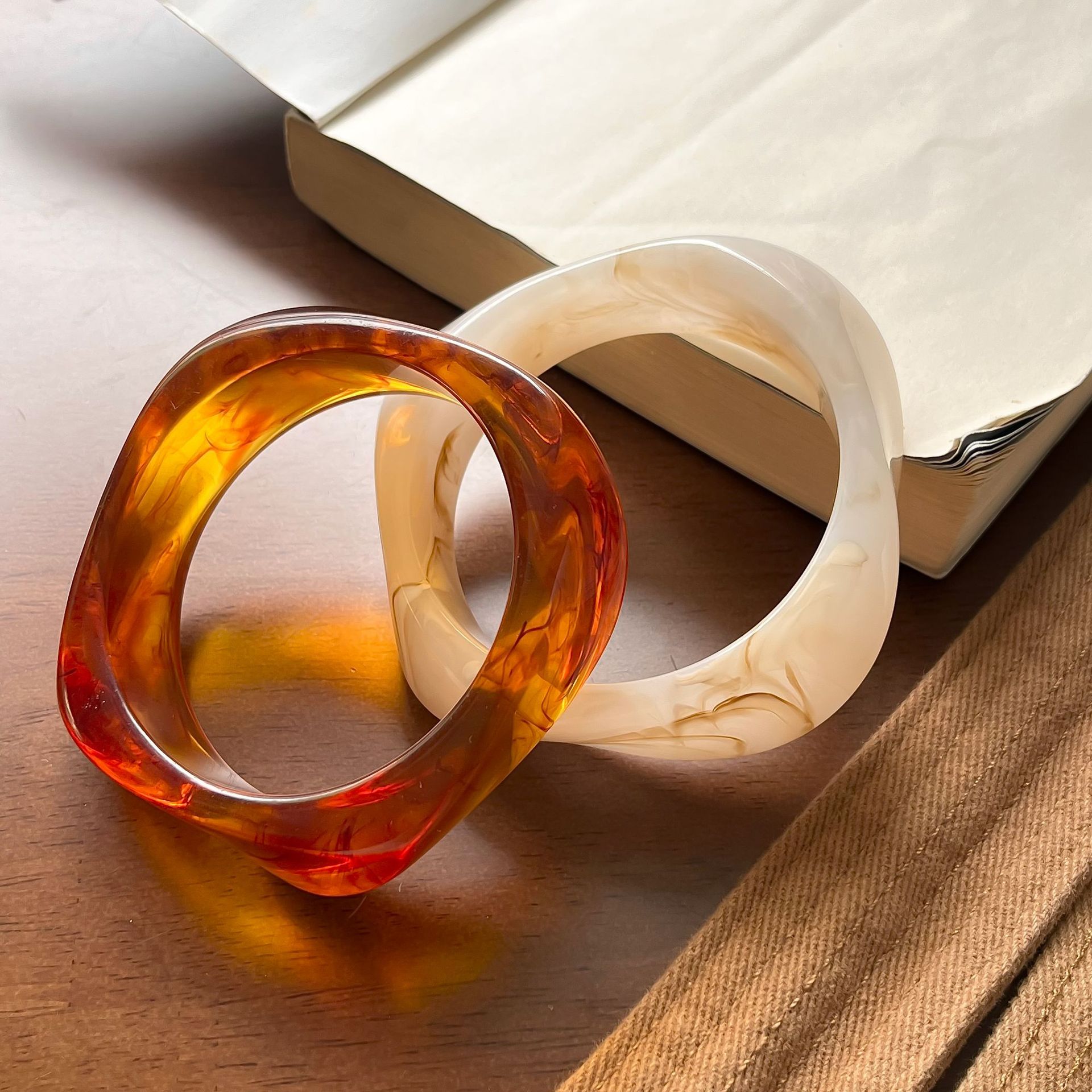 Geometric Gradient Resin Cuff Bracelet Available in 32 Colors