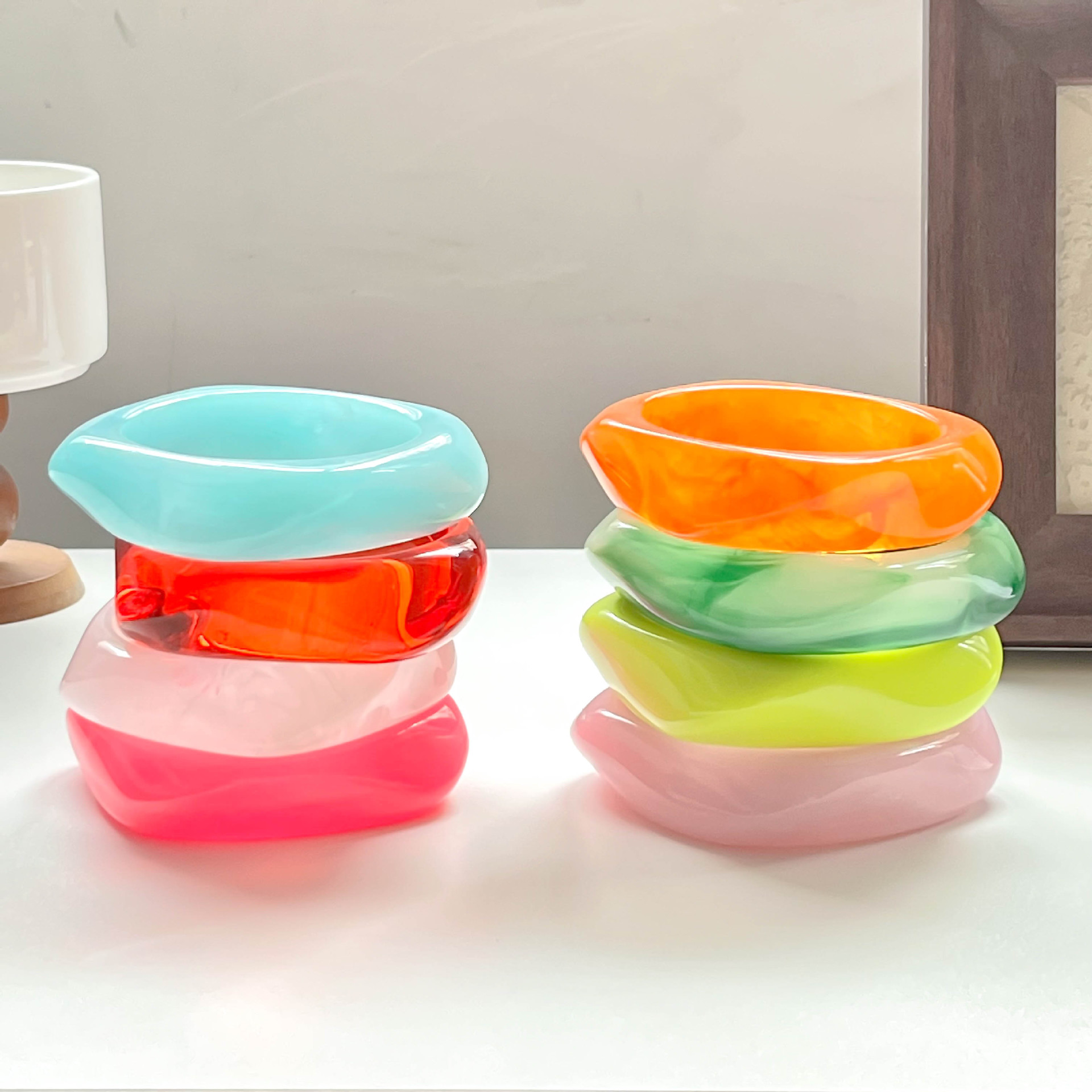 Geometric Gradient Resin Cuff Bracelet Available in 32 Colors