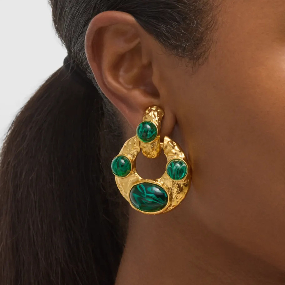 Malachite Stainless Steel Stud Earrings Luxury Elegant for Parties