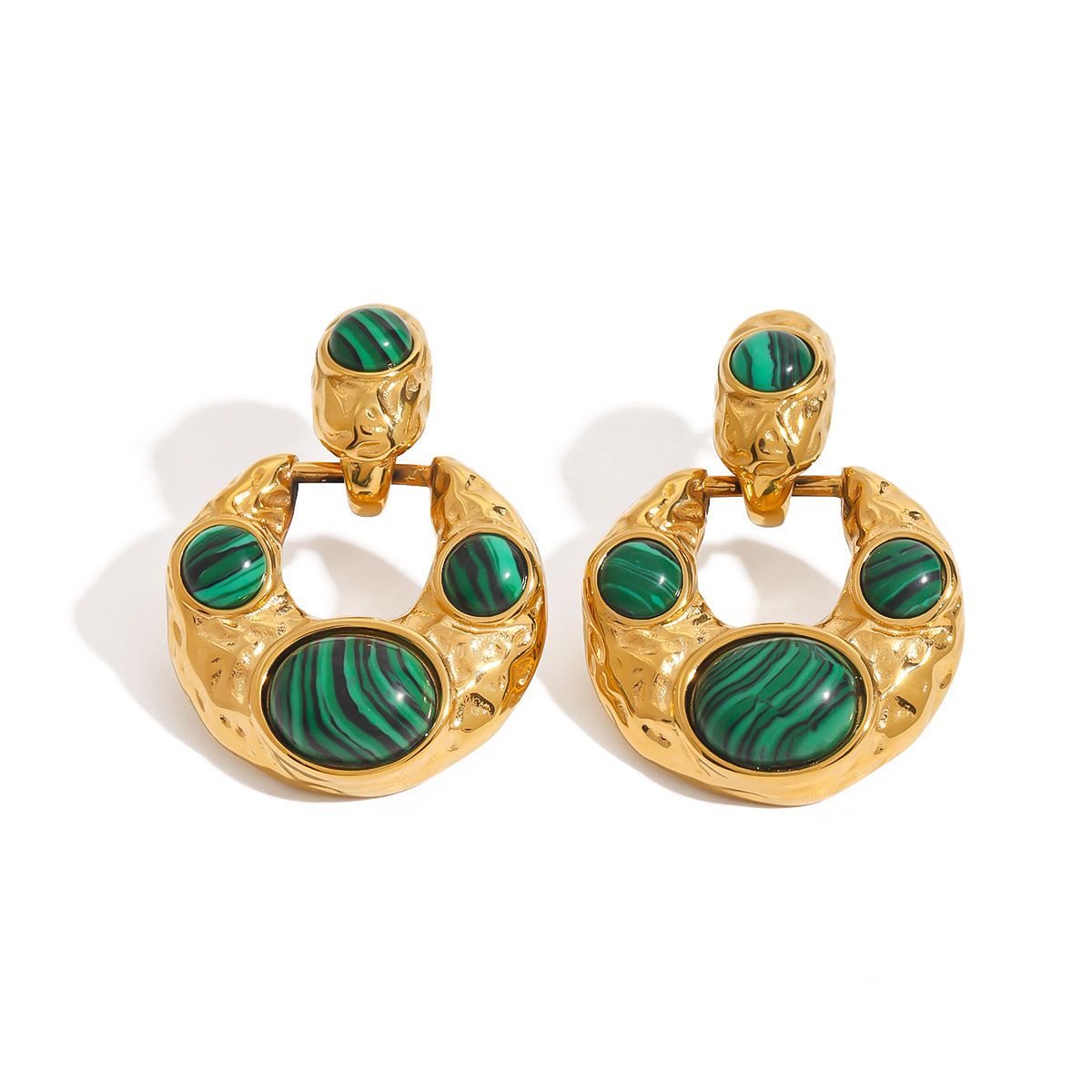 Malachite Stainless Steel Stud Earrings Luxury Elegant for Parties