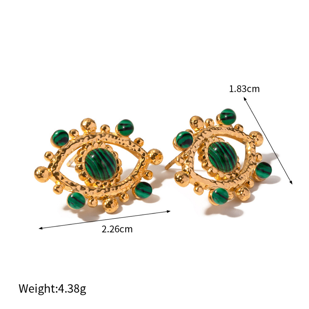 Vintage Luxury Malachite Devil Eye Earrings Two Styles Available
