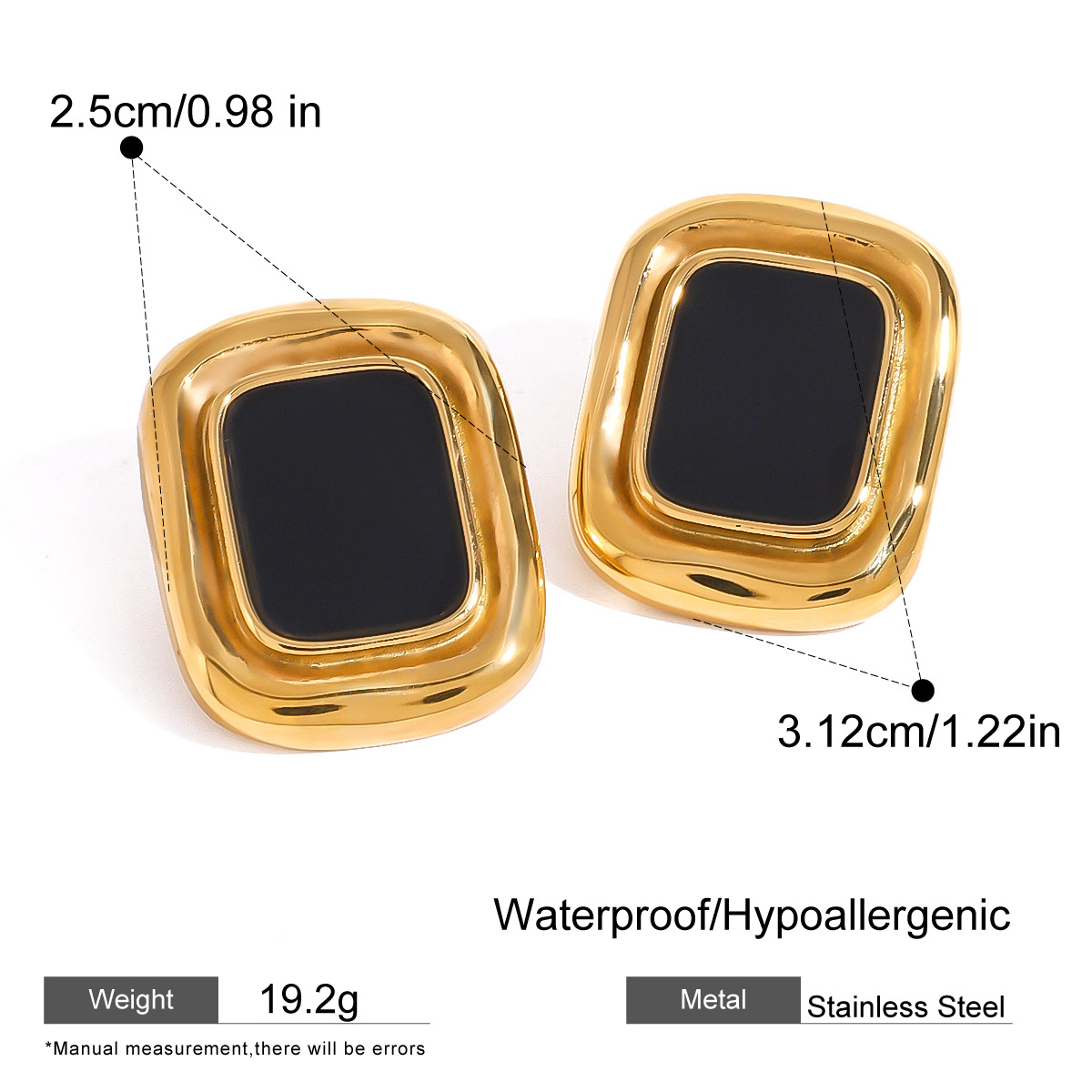 Vintage Style Stainless Steel Stud Earrings Black Gold Elegant Design Multiple Options