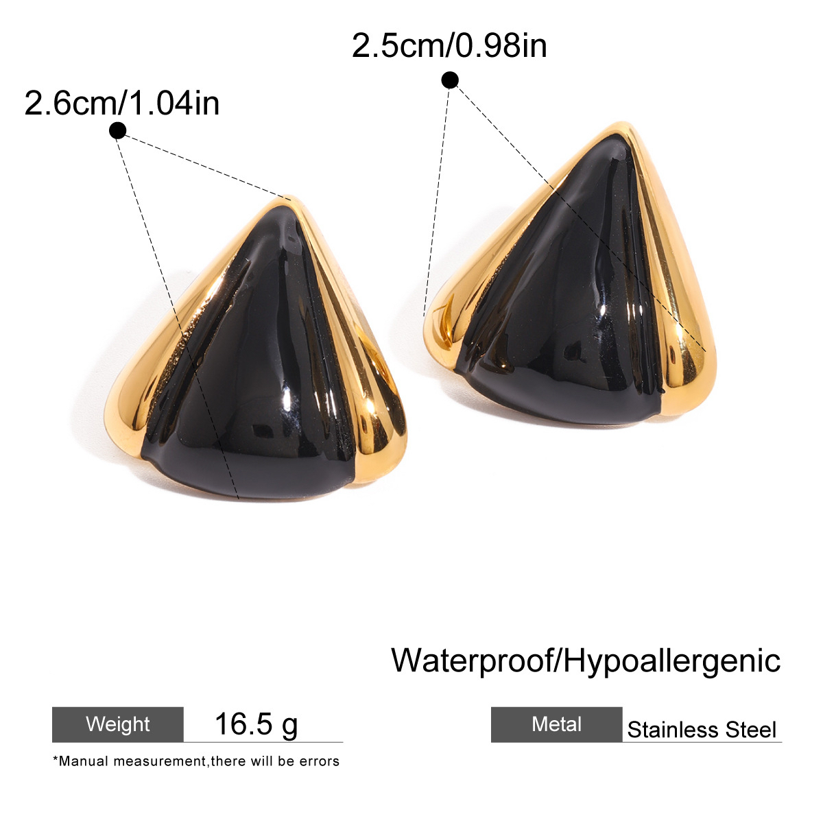 Vintage Style Stainless Steel Stud Earrings Black Gold Elegant Design Multiple Options