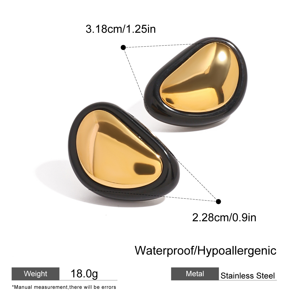 Vintage Style Stainless Steel Stud Earrings Black Gold Elegant Design Multiple Options