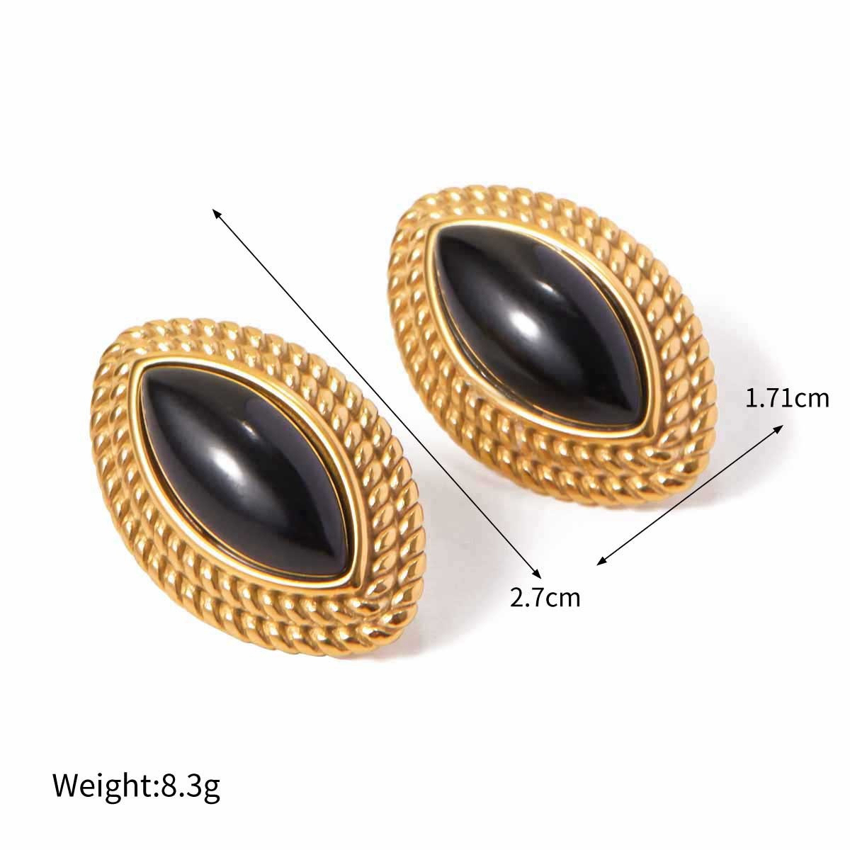 Vintage Style Stainless Steel Stud Earrings Black Gold Elegant Design Multiple Options