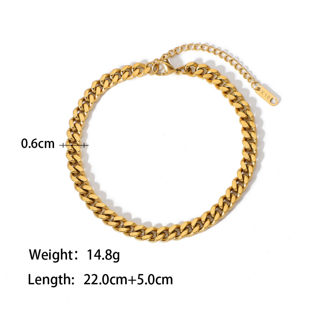 Fashion Cuban Anklet 316L Stainless Steel Available in Two Thickness Options
