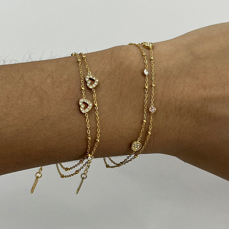 Two Layered Rhinestone Bracelet Set Luxury Stackable Bracelets
