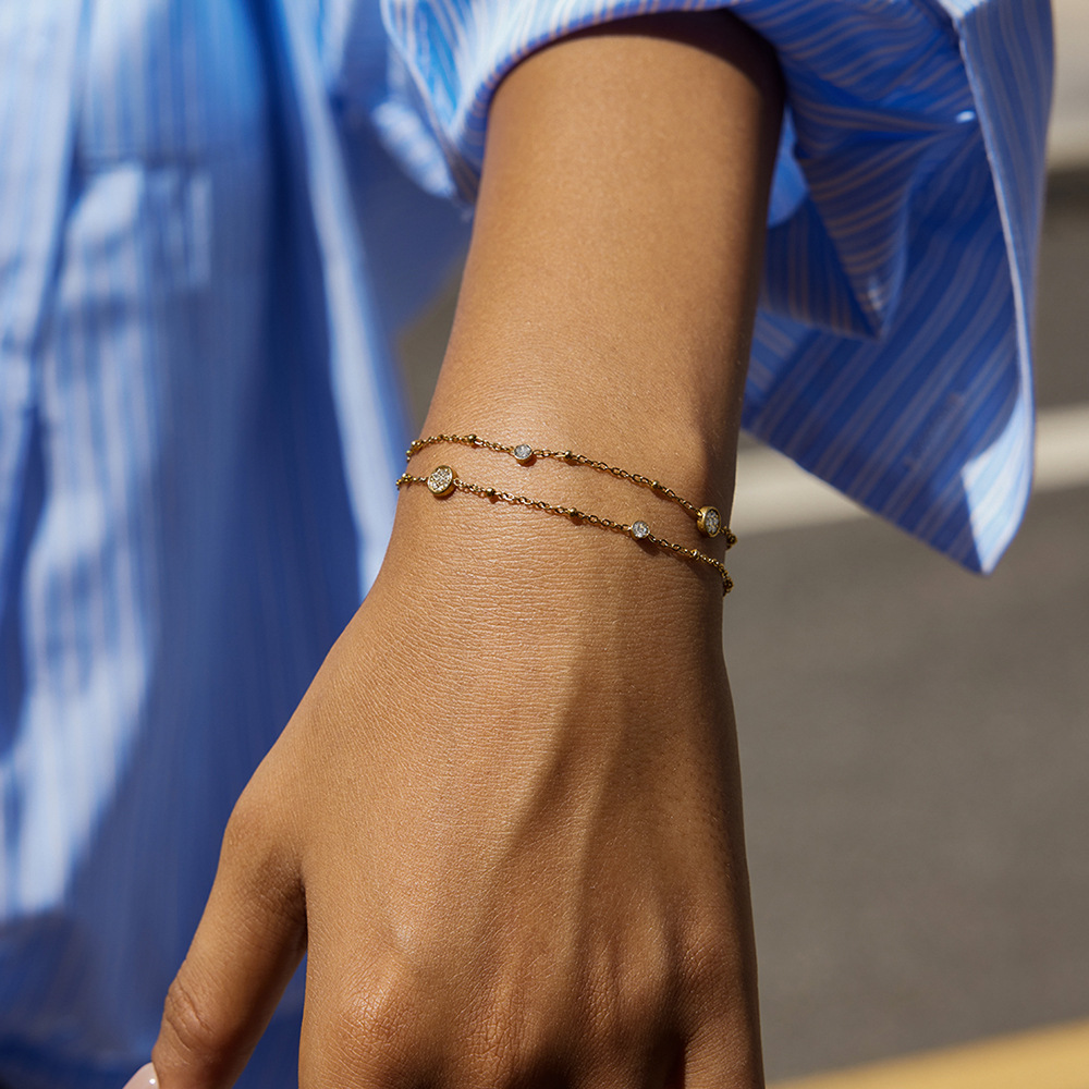 Two Layered Rhinestone Bracelet Set Luxury Stackable Bracelets