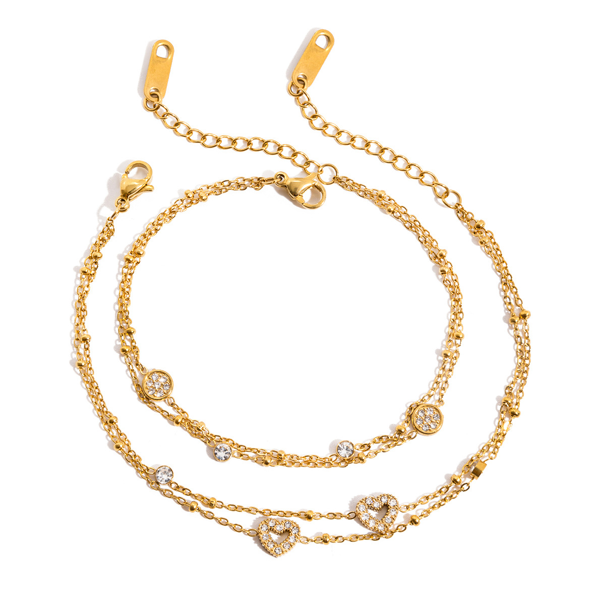 Two Layered Rhinestone Bracelet Set Luxury Stackable Bracelets