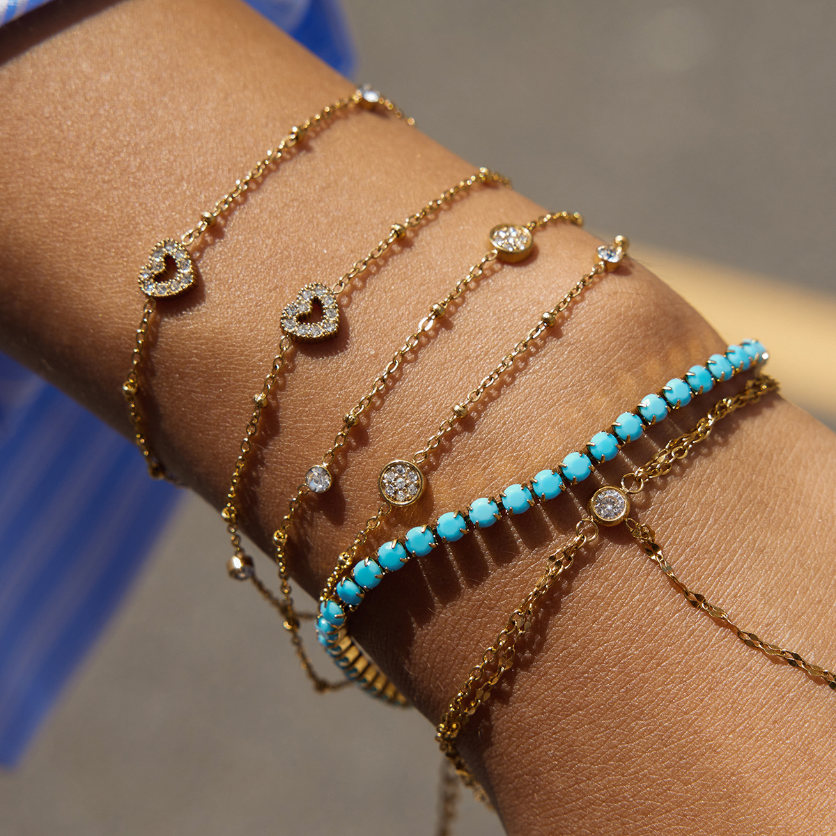 Two Layered Rhinestone Bracelet Set Luxury Stackable Bracelets