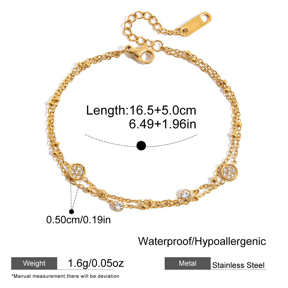 Two Layered Rhinestone Bracelet Set Luxury Stackable Bracelets