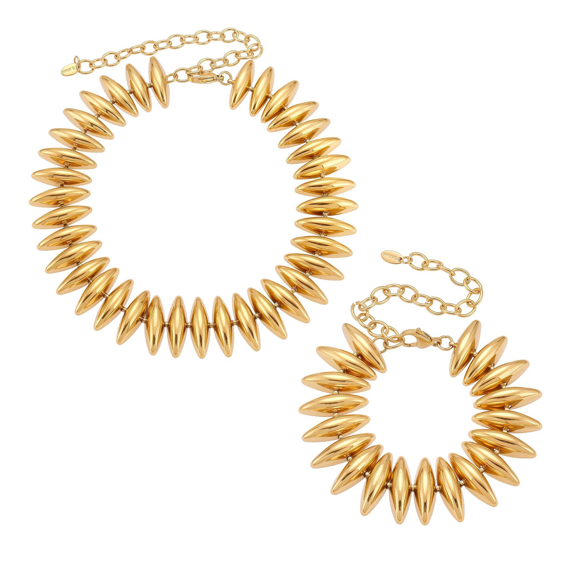 Fashion Stainless Steel Marquise Link Chain Statement Jewelry Set