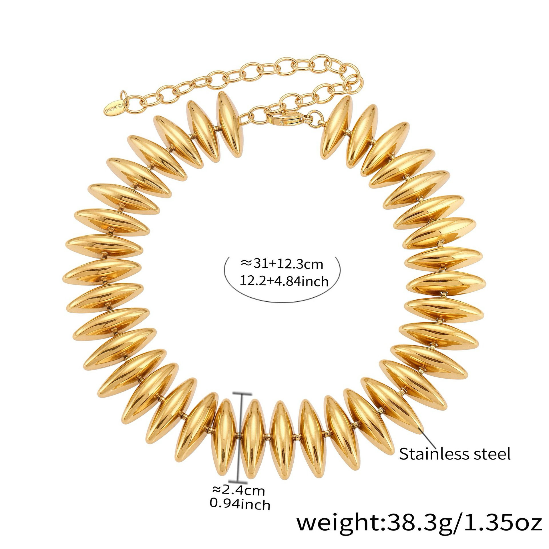 Fashion Stainless Steel Marquise Link Chain Statement Jewelry Set