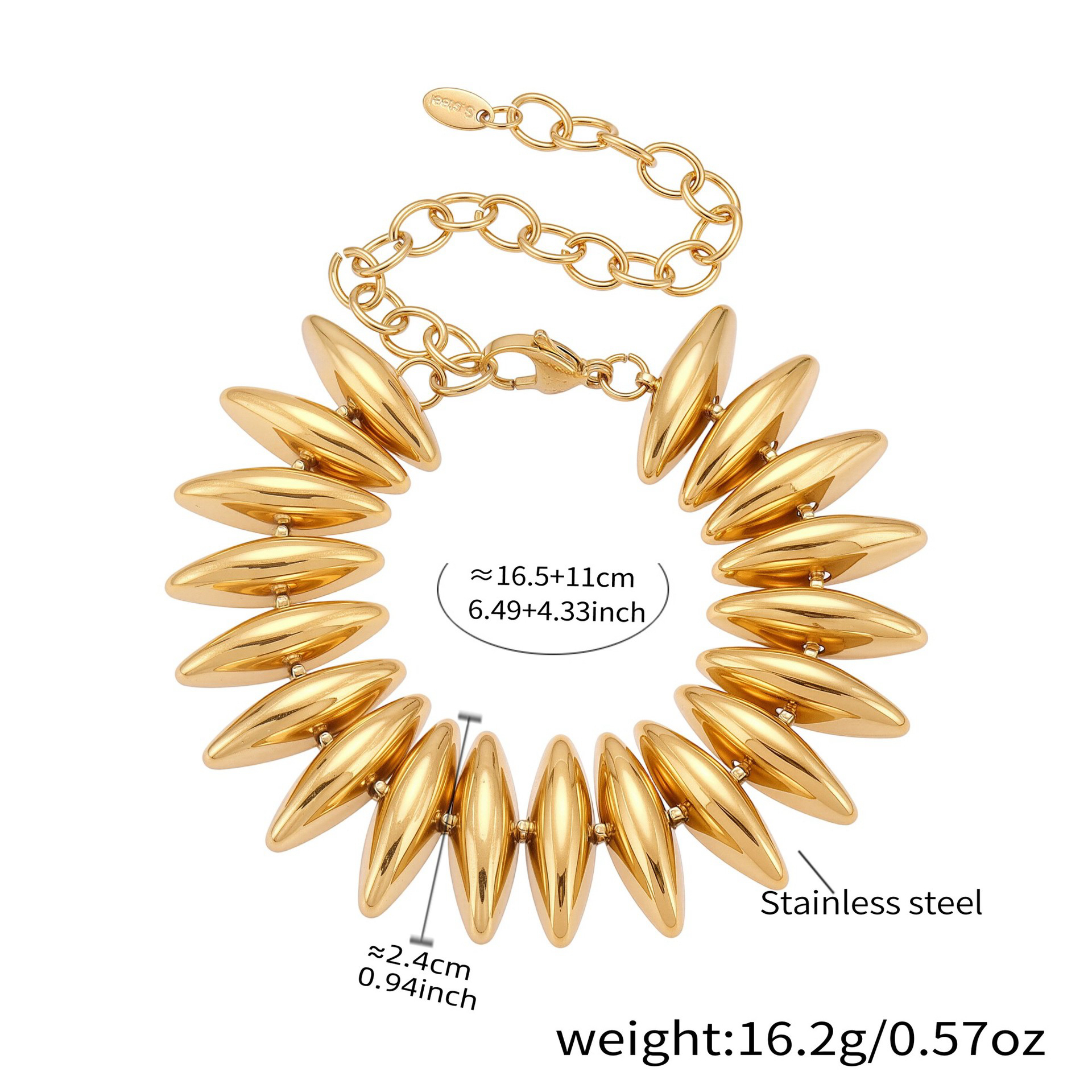 Fashion Stainless Steel Marquise Link Chain Statement Jewelry Set