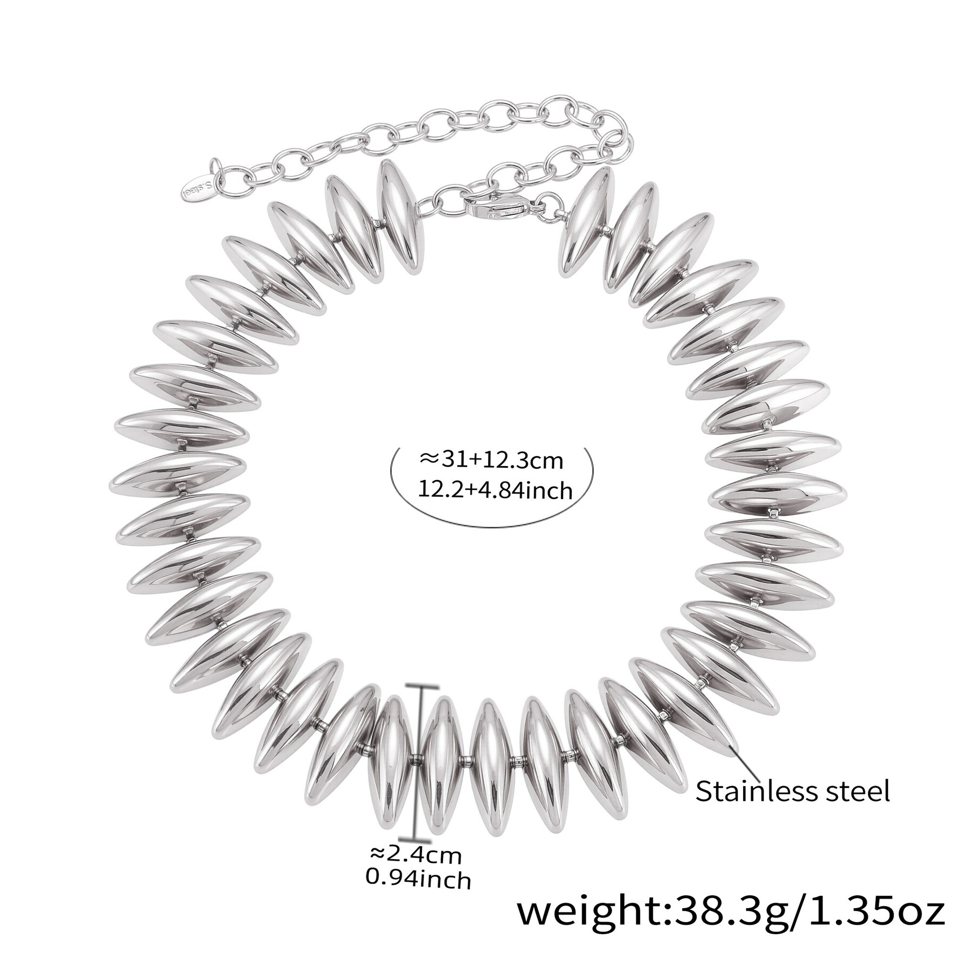 Fashion Stainless Steel Marquise Link Chain Statement Jewelry Set
