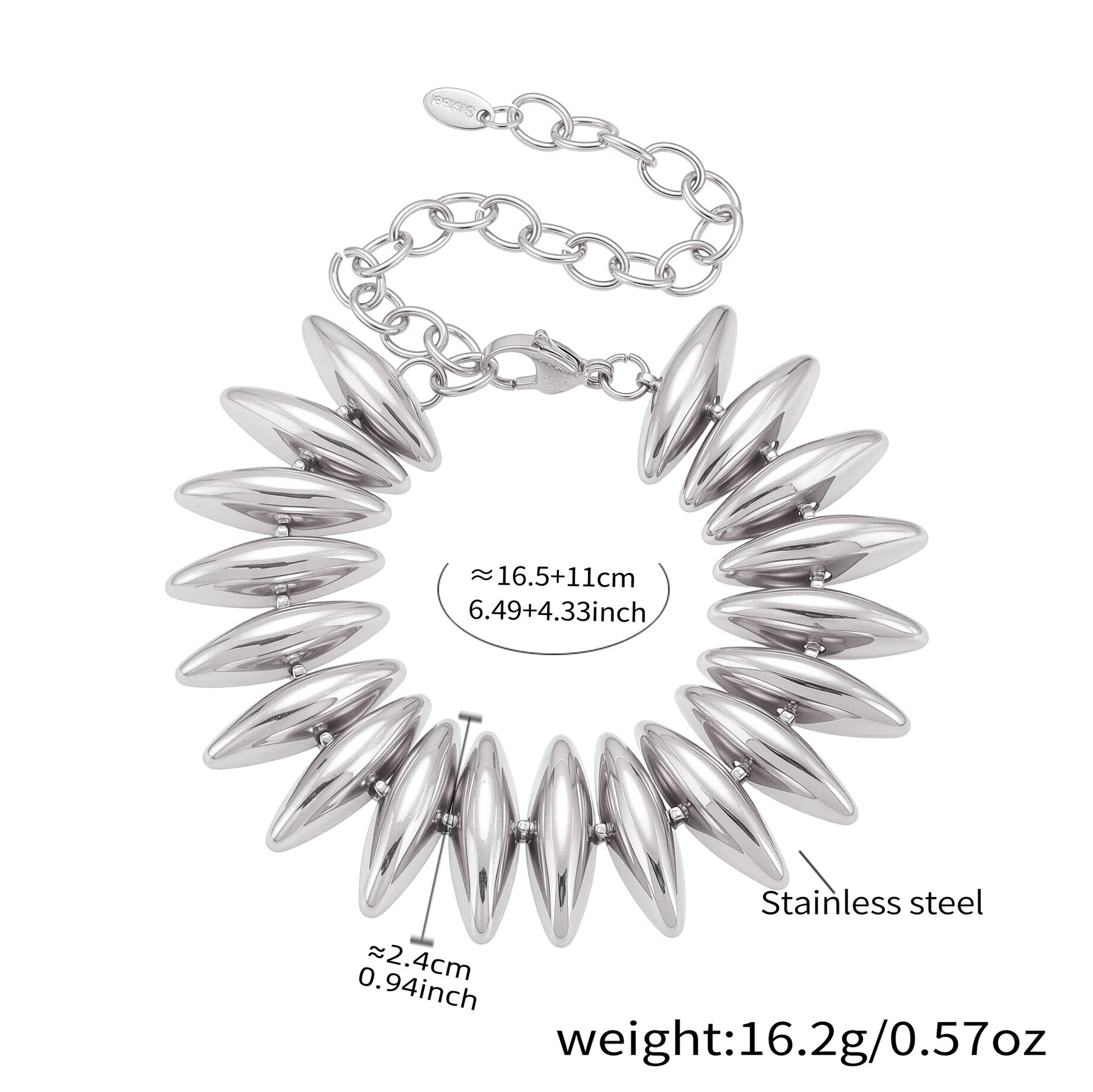 Fashion Stainless Steel Marquise Link Chain Statement Jewelry Set