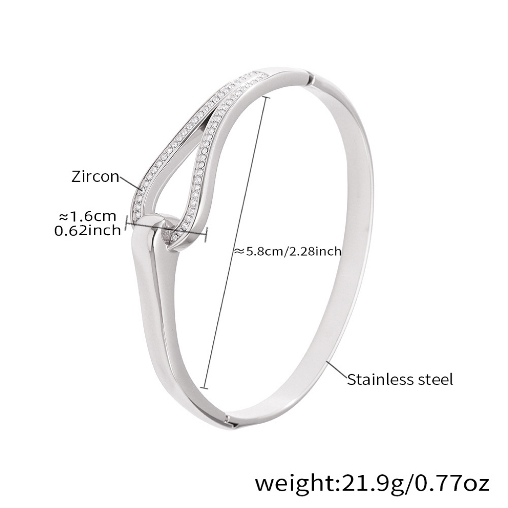 Six Styles of Luxury Stainless Steel Bracelets with Double Row Zircon and Horseshoe Clasp