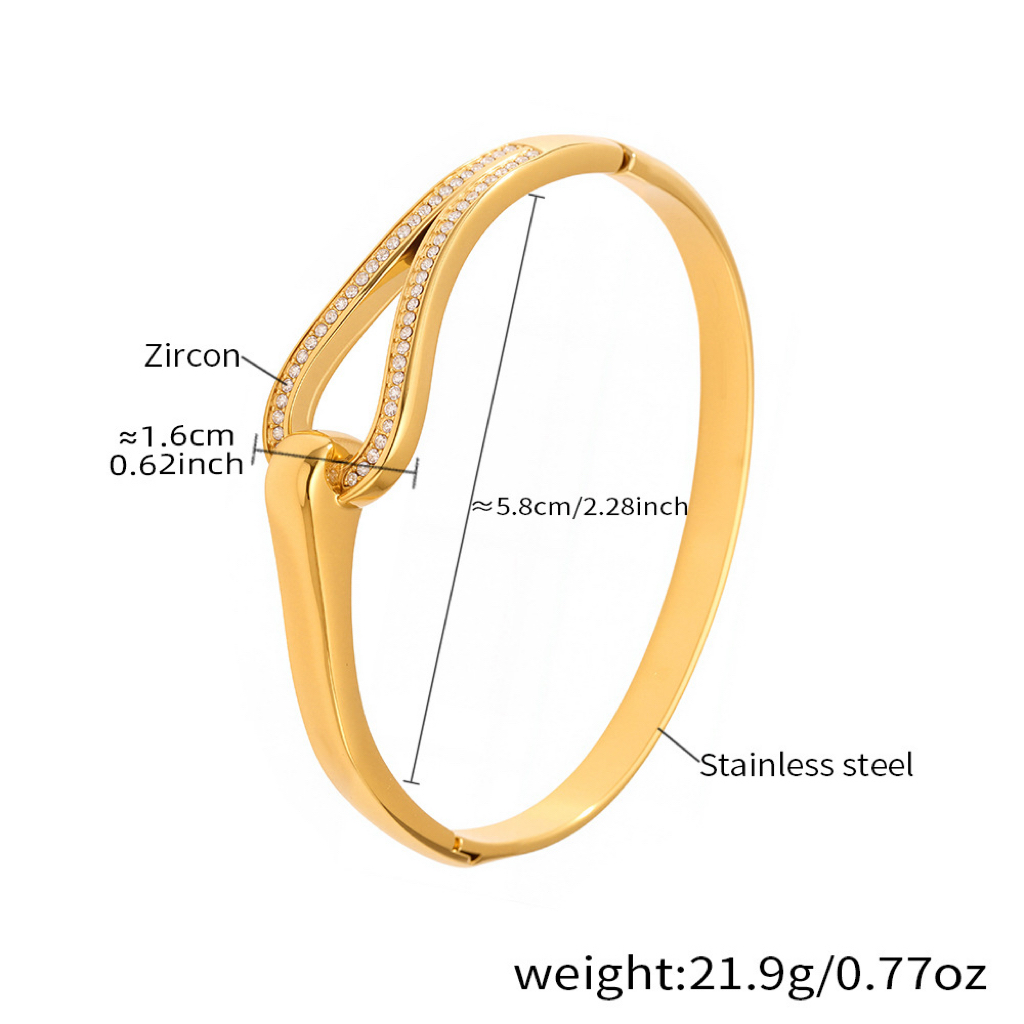 Six Styles of Luxury Stainless Steel Bracelets with Double Row Zircon and Horseshoe Clasp