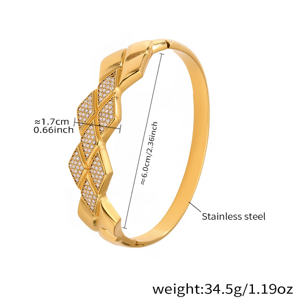 Six Styles of Luxury Stainless Steel Bracelets with Double Row Zircon and Horseshoe Clasp
