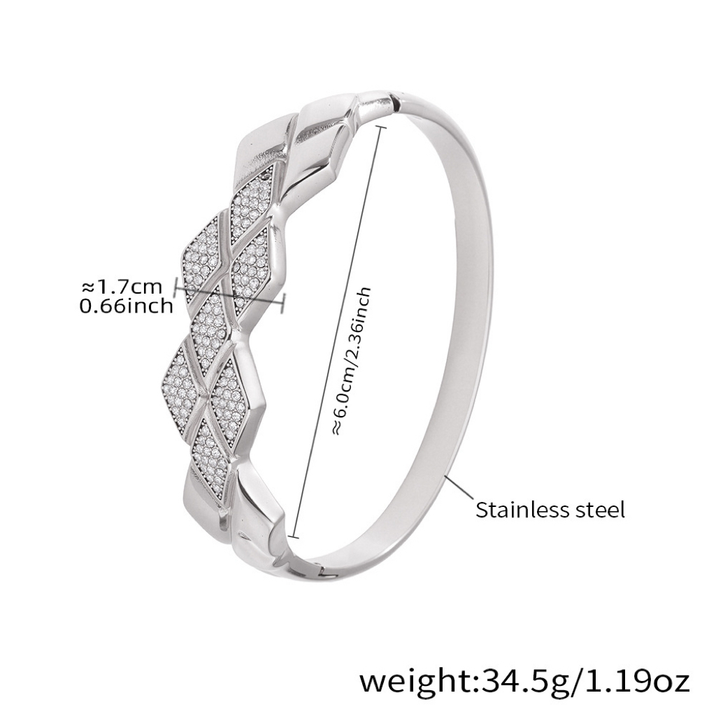 Six Styles of Luxury Stainless Steel Bracelets with Double Row Zircon and Horseshoe Clasp