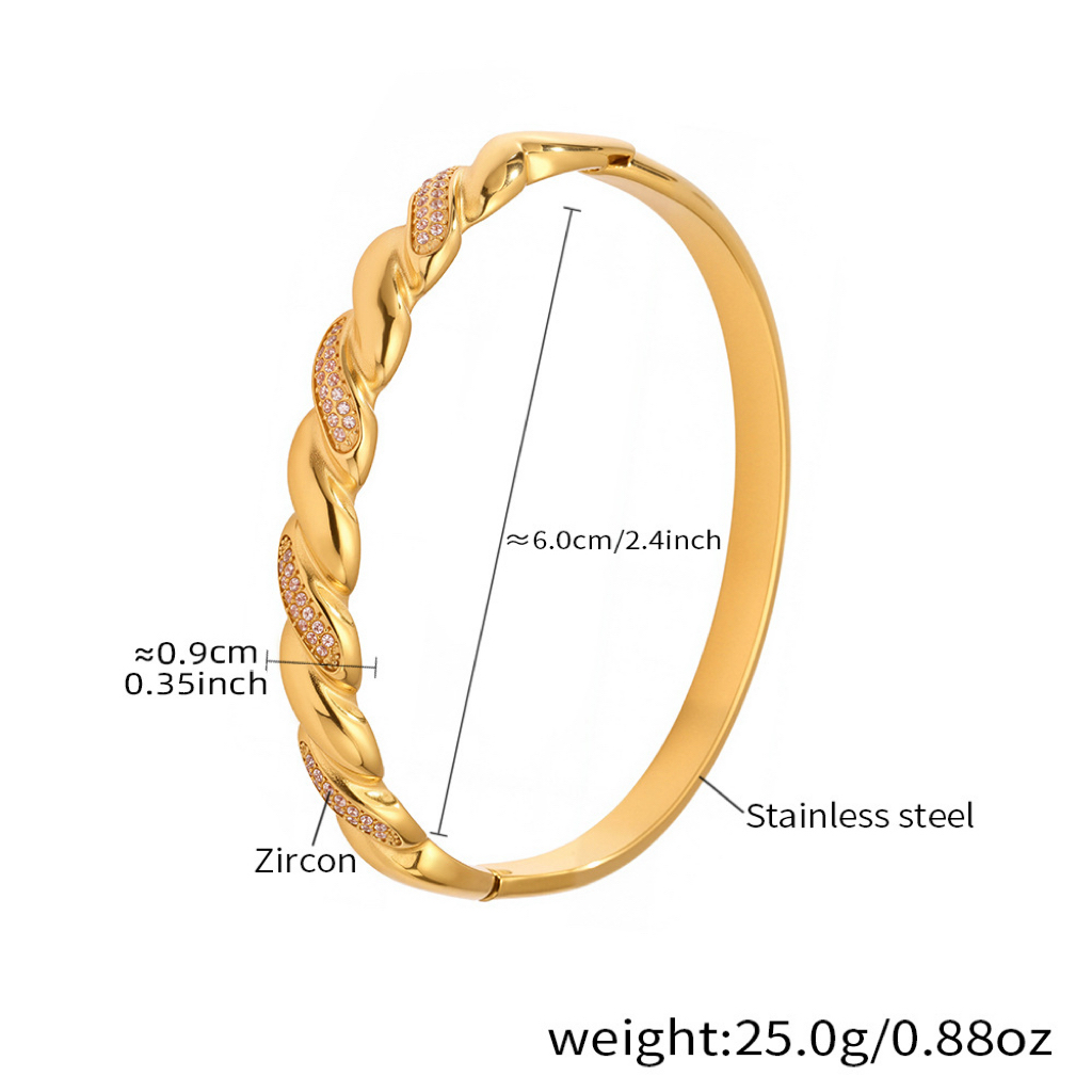 Six Styles of Luxury Stainless Steel Bracelets with Double Row Zircon and Horseshoe Clasp